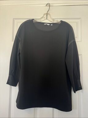 Reitmans Black Crewneck Top with Contrast Neck Trim